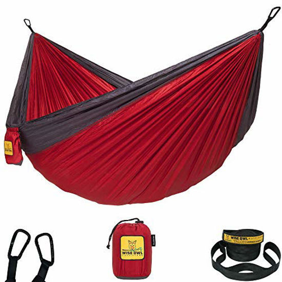 GetUSCart- Wise Owl Outfitters Hammock for Camping Single & Double Hammocks  Gear for The Outdoors Backpacking Survival or Travel - Portable Lightweight  Parachute Nylon DO Red & Charcoal