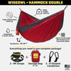 Picture of Wise Owl Outfitters Hammock for Camping Single & Double Hammocks Gear for The Outdoors Backpacking Survival or Travel - Portable Lightweight Parachute Nylon DO Red & Charcoal