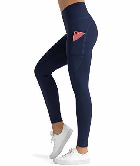 Picture of Dragon Fit High Waist Yoga Leggings with 3 Pockets(2 Side and 1 Inner),Tummy Control Workout Running 4 Way Stretch Yoga Pants (X-Large, Navy)