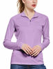 Picture of BALEAF Women's UPF 50+ Sun Protection T-Shirt Long Sleeve Half-Zip Thumb Hole Outdoor Performance Purple Size M