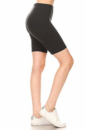 Picture of Leggings Depot LBKX128-BLACK-1X High Waist Solid Biker Shorts, 1X Plus