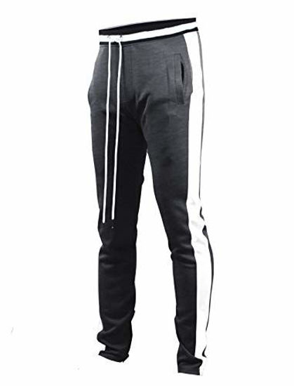 Picture of SCREENSHOTBRAND-S41700 Mens Hip Hop Premium Slim Fit Track Pants - Athletic Jogger Bottom with Side Taping-Mard Black-2XLarge