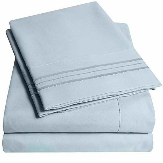 Picture of 1500 Supreme Collection Extra Soft King Sheets Set, Misty Blue - Luxury Bed Sheets Set with Deep Pocket Wrinkle Free Hypoallergenic Bedding, Over 40 Colors, King Size, Misty Blue