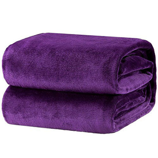 Picture of Bedsure Fleece Blanket Twin Size Purple Lightweight Blanket Super Soft Cozy Microfiber Blanket