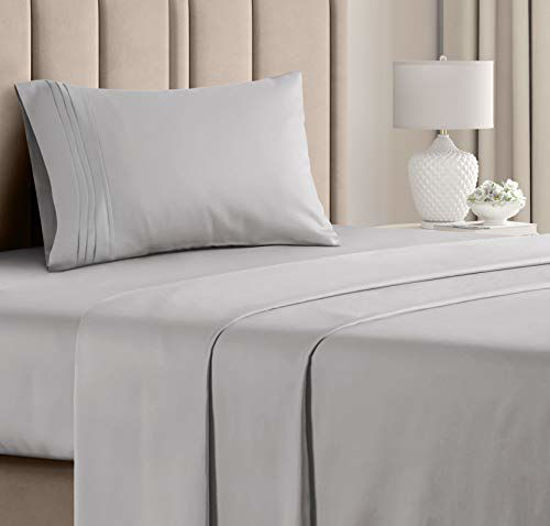 Picture of Twin Size Sheet Set - 3 Piece Set - Hotel Luxury Bed Sheets - Extra Soft - Deep Pockets - Easy Fit - Breathable & Cooling - Wrinkle Free - Comfy - Light Grey Bed Sheets - Twins Sheets - 3 PC