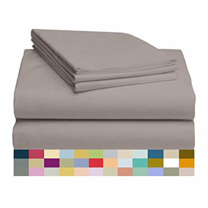 Picture of LuxClub 4 PC Sheet Set Bamboo Sheets Deep Pockets 18" Eco Friendly Wrinkle Free Sheets Machine Washable Hotel Bedding Silky Soft - Mocha Twin XL