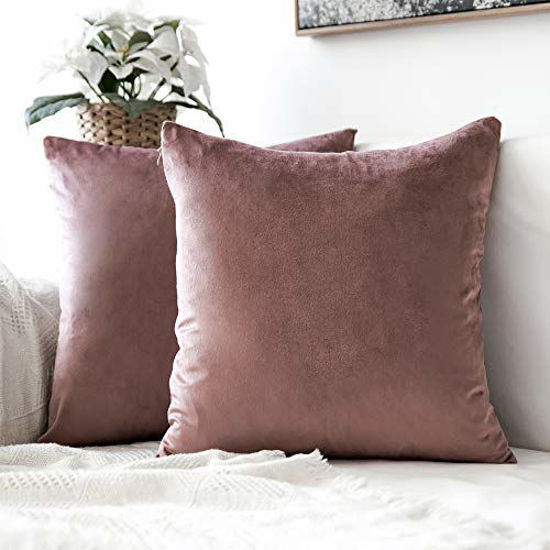 Picture of MIULEE Pack of 2 Velvet Pillow Covers Decorative Square Pillowcase Soft Solid Cushion Case for Sofa Bedroom Car 12 x 12 Inch Jam