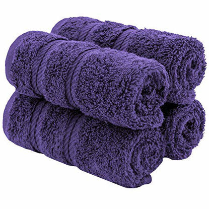 Picture of American Soft Linen Premium Turkish Genuine Cotton, Luxury Hotel Quality for Maximum Softness & Absorbency for Face, Hand, Kitchen & Cleaning (4-Piece Washcloth Set, Purple)