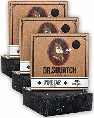 Picture of Dr. Squatch Pine Tar Soap 3-Pack Bundle - Mens Bar with Natural Woodsy Scent and Skin Exfoliating Scrub - Handmade with Pine, Coconut, Olive Organic Oils in USA (3 Bar Set)