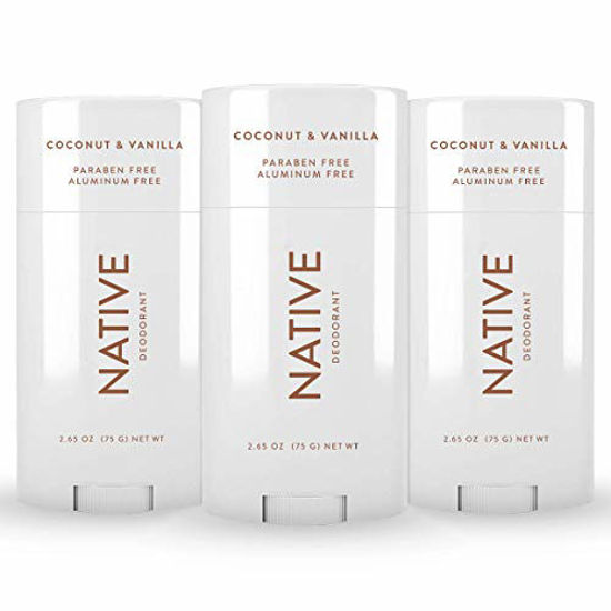 Picture of Native Deodorant - Natural Deodorant for Women and Men - 3 Pack Coconut & Vanilla - Contains Probiotics - Aluminum Free & Paraben Free, Naturally Derived Ingredients - Vegan, Gluten Free & Cruelty Free