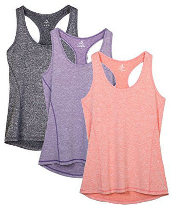 GetUSCart- icyzone Workout Tank Tops for Women - Racerback Athletic Yoga  Tops, Running Exercise Gym Shirts(Pack of 3) (XL, Mustard/Lilac Snow/Teal)