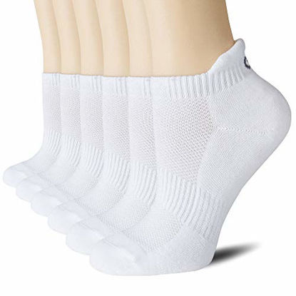 Picture of CelerSport Low Cut Athletic Running Socks Cotton Ankle Socks for Men and Women (6 Pairs), Large, White