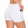 Picture of ALWAYS Women's 3" Bike Shorts with Pockets - High Waist Compression Running Workout Athletic Yoga Pants White L