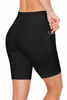 Picture of ALWAYS Women's 8" Bike Shorts with Pockets - High Waist Compression Running Workout Athletic Yoga Pants Black L