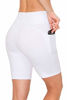 Picture of ALWAYS Women's 8" Bike Shorts with Pockets - High Waist Compression Running Workout Athletic Yoga Pants White XL