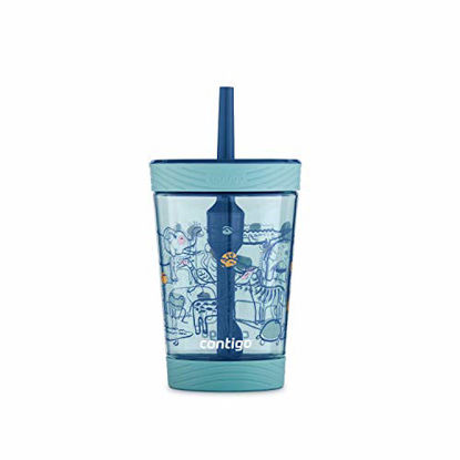 Picture of Contigo Spill-Proof Kids Tumbler with Straw 14 Oz, Agave with Zoo Animals