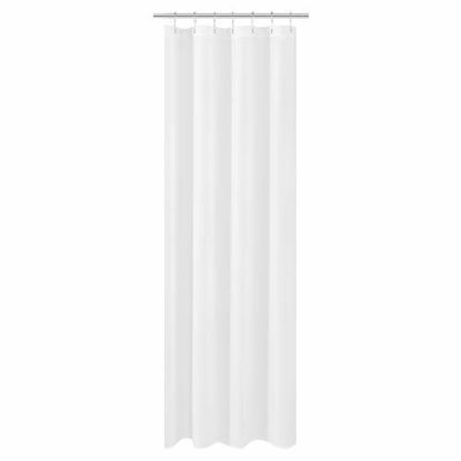 Picture of Fabric Small Stall Shower Curtain Liner Extra Long 36 x 84 inches, Hotel Quality, Washable, Water Repellent, White Bathroom Curtains with Grommets, 36x84