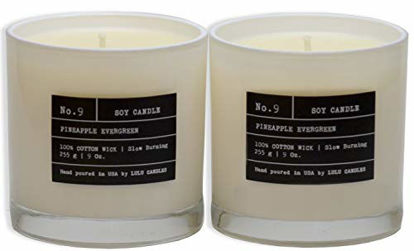 Picture of Lulu Candles | Pineapple Evergreen | Luxury Scented Soy Candles | Hand Poured in The USA | Highly Scented & Long Lasting | 9 Oz. White Jar- 2 Pack (No Box, No lid)