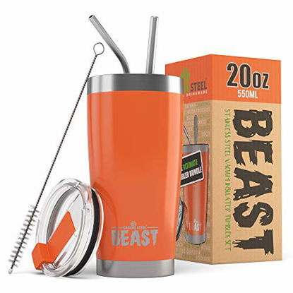 Picture of BEAST 20oz Orange Tumbler - Stainless Steel Vacuum Insulated Coffee Ice Cup Double Wall Travel Flask
