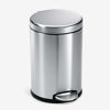 Picture of simplehuman Gallon Round Bathroom Step Trash Can, 4.5 Liter / 1.2 Gallon, Brushed Stainless Steel