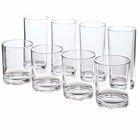 Picture of Classic 8-piece Premium Quality Plastic Tumblers | 4 each: 12-ounce and 16-ounce Clear