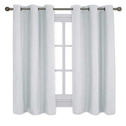 Picture of NICETOWN Window Treatment Thermal Insulated Grommet Room Darkening Curtains Drapes for Bedroom(2 Panels,42 by 63,Platinum-Greyish White)