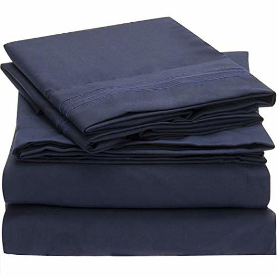 Picture of Mellanni Bed Sheet Set - Brushed Microfiber 1800 Bedding - Wrinkle, Fade, Stain Resistant - 4 Piece (Cal King, Royal Blue)