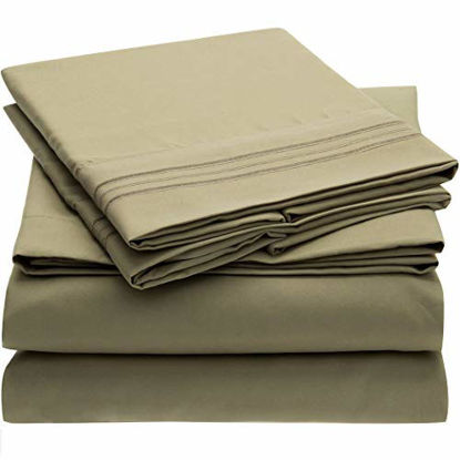 Picture of Mellanni Bed Sheet Set - Brushed Microfiber 1800 Bedding - Wrinkle, Fade, Stain Resistant - 4 Piece (Full, Olive Green)