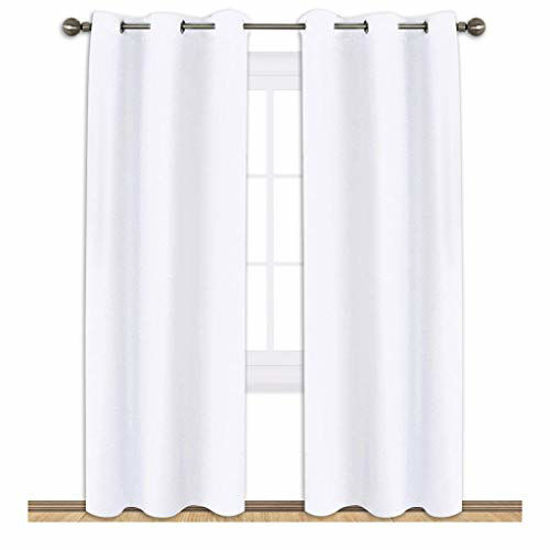 Picture of NICETOWN Window Treatment Curtain Set - 50% Light Reducing Curtains for Living Room, Curtain Panels for Patio Door (2 Panels, 42 inches x 84 inches, Pure White)