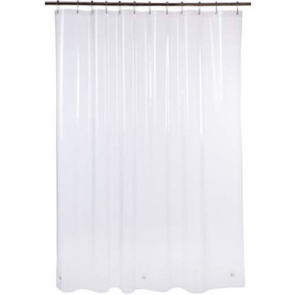 Picture of AmazerBath Plastic Shower Curtain, 72 x 78 Inches Clear EVA 8G Thick Bathroom Plastic Shower Curtains with Heavy Duty Clear Stones and 12 Grommet Holes