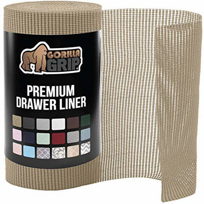Picture of Gorilla Grip Original Drawer and Shelf Liner, Non Adhesive Roll, 20 Inch x 20 FT, Durable and Strong, Grip Liners for Drawers, Shelves, Cabinets, Storage, Kitchen and Desks, Beige