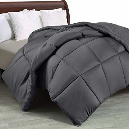 Picture of Utopia Bedding Comforter Duvet Insert - Quilted Comforter with Corner Tabs - Box Stitched Down Alternative Comforter (King, Grey)