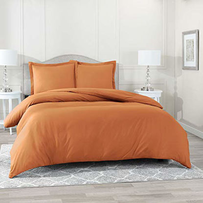 Picture of Nestl Duvet Cover 3 Piece Set - Ultra Soft Double Brushed Microfiber Hotel Collection - Comforter Cover with Button Closure and 2 Pillow Shams, Rust Orange Brown - Full (Double) 80"x90"