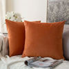 Picture of MIULEE Pack of 2 Velvet Pillow Covers Decorative Square Pillowcase Soft Solid Cushion Case for Sofa Bedroom Car 24 x 24 Inch 60 x 60 cm Orange