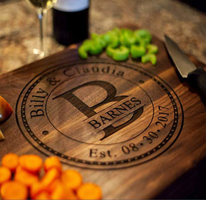 Picture of Personalized Cutting Board, USA Handmade Cutting Board - Personalized Gifts - Wedding Gifts for the Couple, Engagement Gifts, Gift for Parents