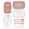 Picture of Bentgo Classic - All-in-One Stackable Bento Lunch Box Container - Modern Bento-Style Design Includes 2 Stackable Containers, Built-in Plastic Utensil Set, and Nylon Sealing Strap (Blush Marble)
