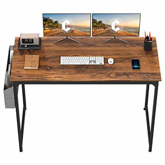 Picture of CubiCubi Study Computer Desk 63" Home Office Writing Small Desk, Modern Simple Style PC Table, Black Metal Frame, Deep Brown