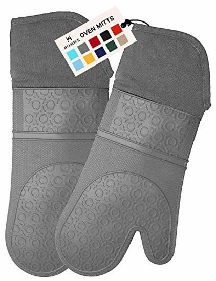 Lavish Home Quilted Cotton Blue Heat/Flame Resistant Oven Mitt and