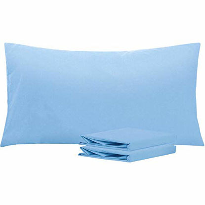 Picture of NTBAY King Pillowcases Set of 2, 100% Brushed Microfiber, Soft and Cozy, Wrinkle, Fade, Stain Resistant with Envelope Closure, 20 x 40 Inches, Sky Blue