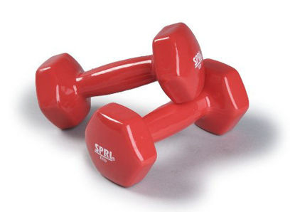 Picture of SPRI Dumbbells Deluxe Vinyl Coated Hand Weights All-Purpose Color Coded Dumbbell for Strength Training (Set of 2) (Red, 6-Pound)