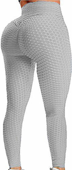 SEASUM Women Honeycomb Leggings Tummy Control Ruched Gym Pants