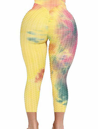 Picture of SEASUM Women's High Waist Yoga Pants Tummy Control Slimming Booty Leggings Workout Running Butt Lift Tights S