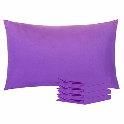 Picture of NTBAY Queen Pillowcases Set of 4, 100% Brushed Microfiber, Soft and Cozy, Wrinkle, Fade, Stain Resistant with Envelope Closure, 20"x 30", Purple