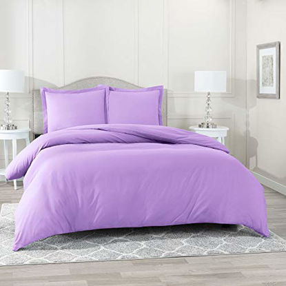 Picture of Nestl Duvet Cover 3 Piece Set - Ultra Soft Double Brushed Microfiber Hotel Collection - Comforter Cover with Button Closure and 2 Pillow Shams, Lavender - King 90"x104"