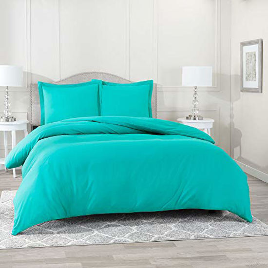 Picture of Nestl Duvet Cover 3 Piece Set - Ultra Soft Double Brushed Microfiber Hotel Collection - Comforter Cover with Button Closure and 2 Pillow Shams, Teal - Queen 90"x90"