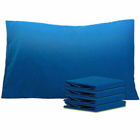 Picture of NTBAY Queen Pillowcases Set of 4, 100% Brushed Microfiber, Soft and Cozy, Wrinkle, Fade, Stain Resistant with Envelope Closure, 20"x 30", Royal Blue