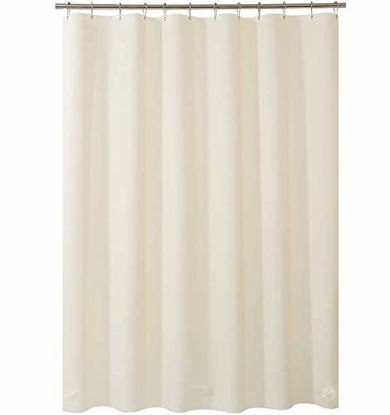 Picture of AmazerBath Plastic Shower Curtain Liner, 72 x 72 Inches Beige EVA 8G Thick Bathroom Shower Curtains with Heavy Duty Clear Stones and Grommet Holes