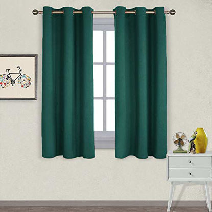 Picture of NICETOWN Thermal Insulated Solid Grommet Blackout Curtains/Drapes/Panels for Dining Room (Hunter Green, 1 Pair, 42 by 63-Inch)