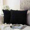 Picture of MIULEE Pack of 2 Velvet Pillow Covers Decorative Square Pillowcase Soft Solid Cushion Case for Sofa Bedroom Car 24 x 24 Inch 60 x 60 cm Black