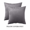 Picture of MIULEE Pack of 2 Velvet Pillow Covers Decorative Square Pillowcase Soft Solid Cushion Case for Sofa Bedroom Car 26 x 26 Inch Dark Grey